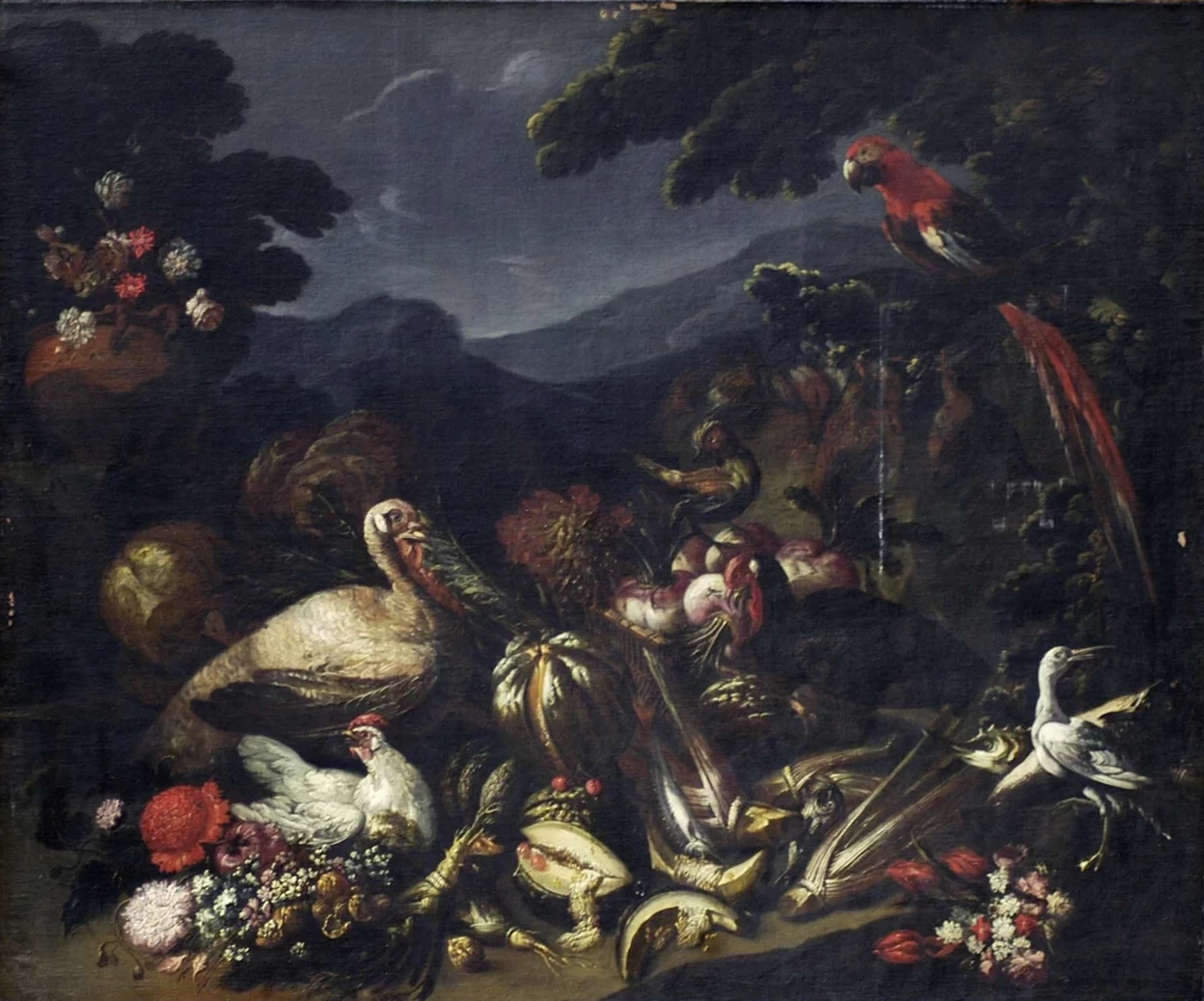 Candido - Natura morta con volattili e fiori